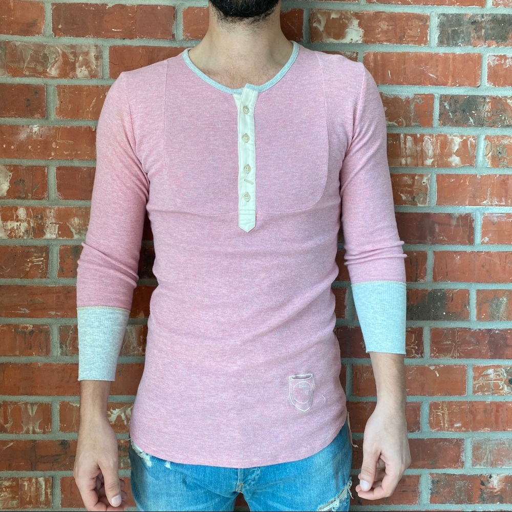 Diesel men’s casual light red half button up